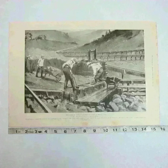 Art Print Canada Gold Mining Euston Klondike Washup Bonanza Creek Antique 1898 - Picture 10 of 10